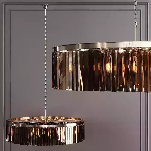 RH 1920S ODEON RHYS SMOKE GLASS PRISM ROUND 43 Nickel