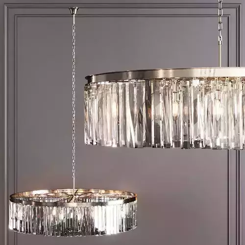 RH 1920S ODEON RHYS CLEAR GLASS PRISM ROUND 43 Nickel