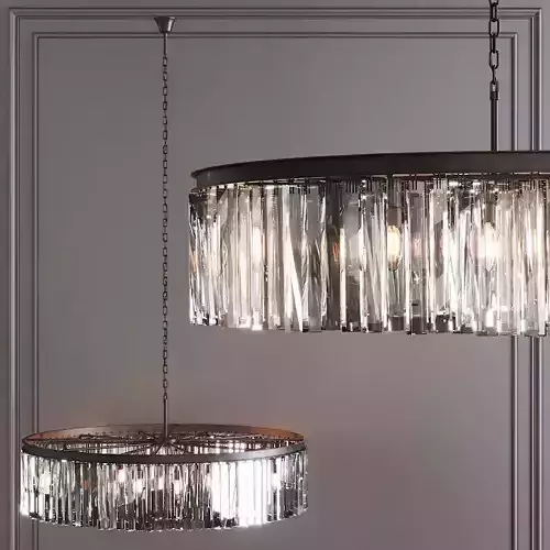 RH 1920S ODEON RHYS CLEAR GLASS PRISM ROUND 43 Black