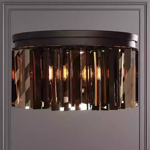 RH 1920S ODEON RHYS SMOKE GLASS PRISM ROUND FLUSHMOUNT 20 Black