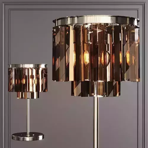 RH 1920S ODEON SMOKE GLASS TABLE LAMP 2-TIER Nickel