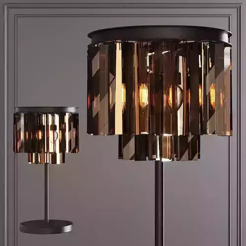 RH 1920S ODEON SMOKE GLASS TABLE LAMP 2-TIER Black