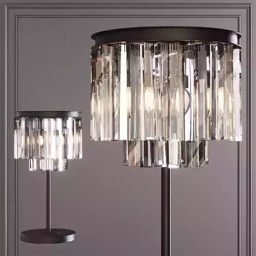 RH 1920S ODEON CLEAR GLASS TABLE LAMP 2-TIER Black