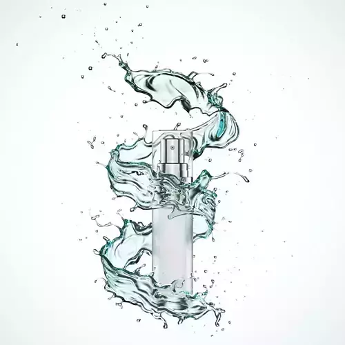cosmetic Serum packaging tube 3D model with water liquid splash 3D model