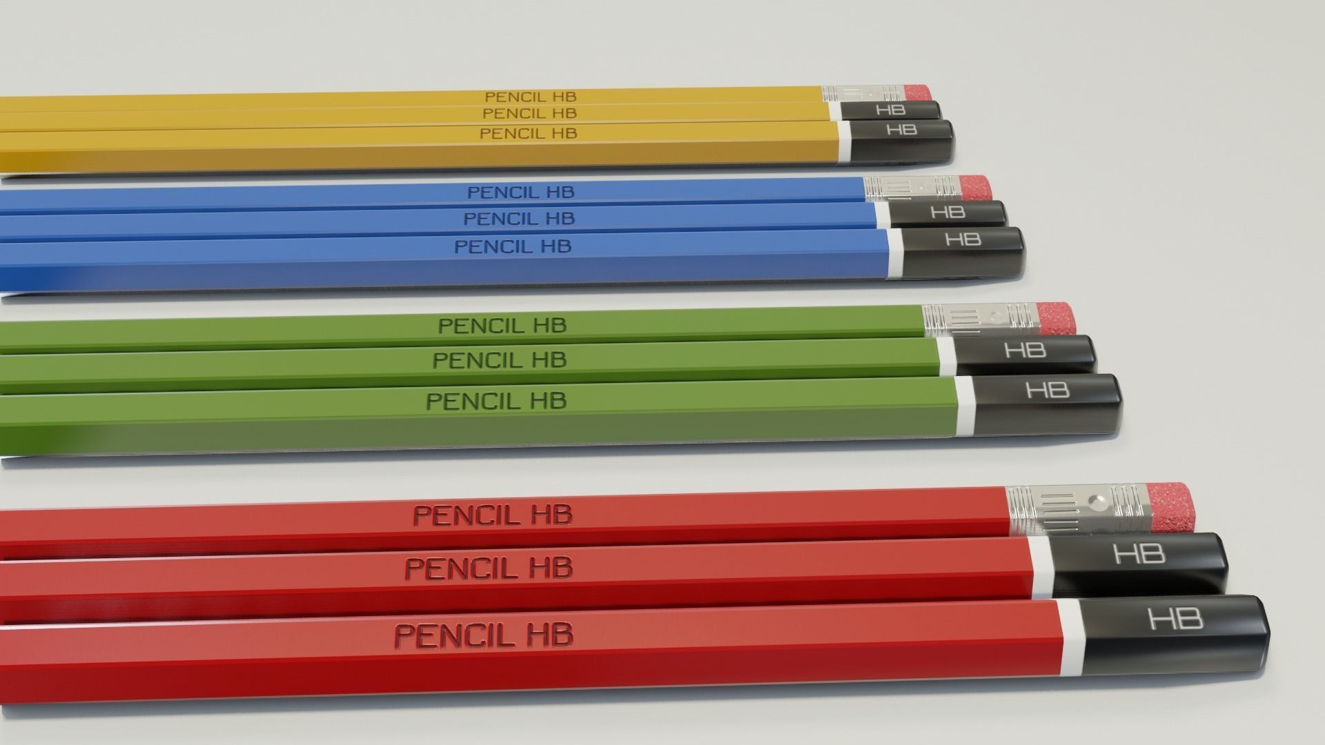 Graphite pencils pack Low-poly 3D model_16