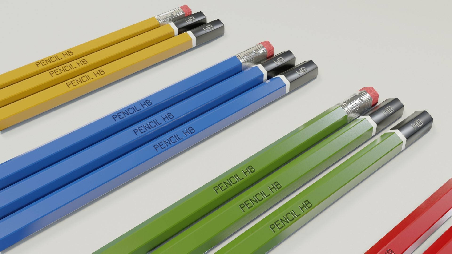 Graphite pencils pack Low-poly 3D model_12