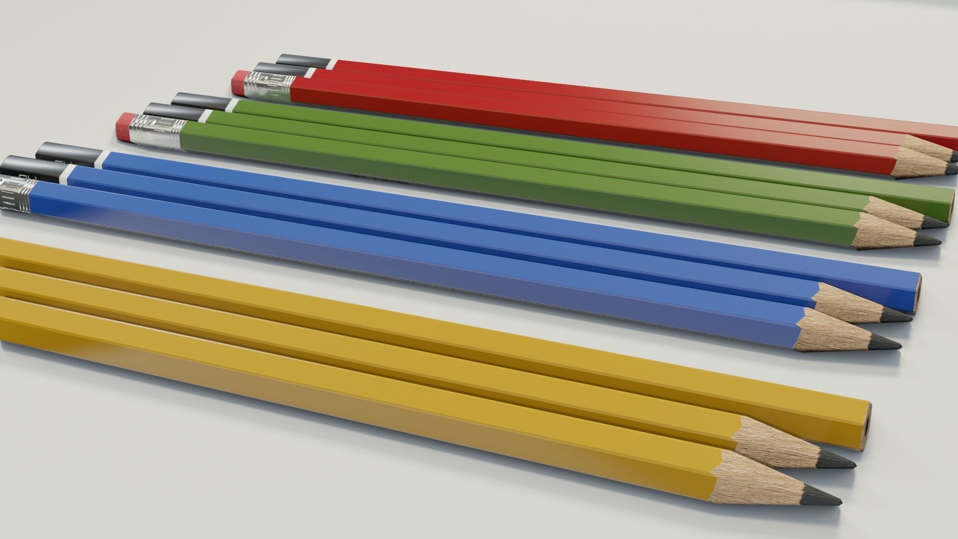 Graphite pencils pack Low-poly 3D model_15