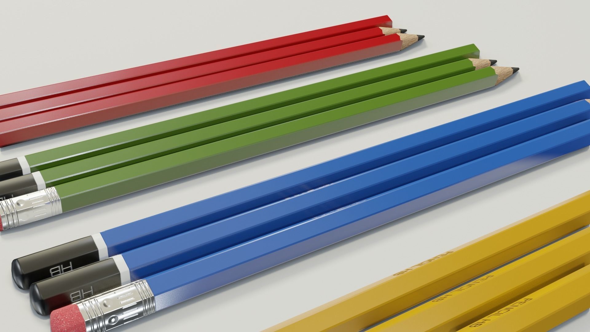 Graphite pencils pack Low-poly 3D model_14