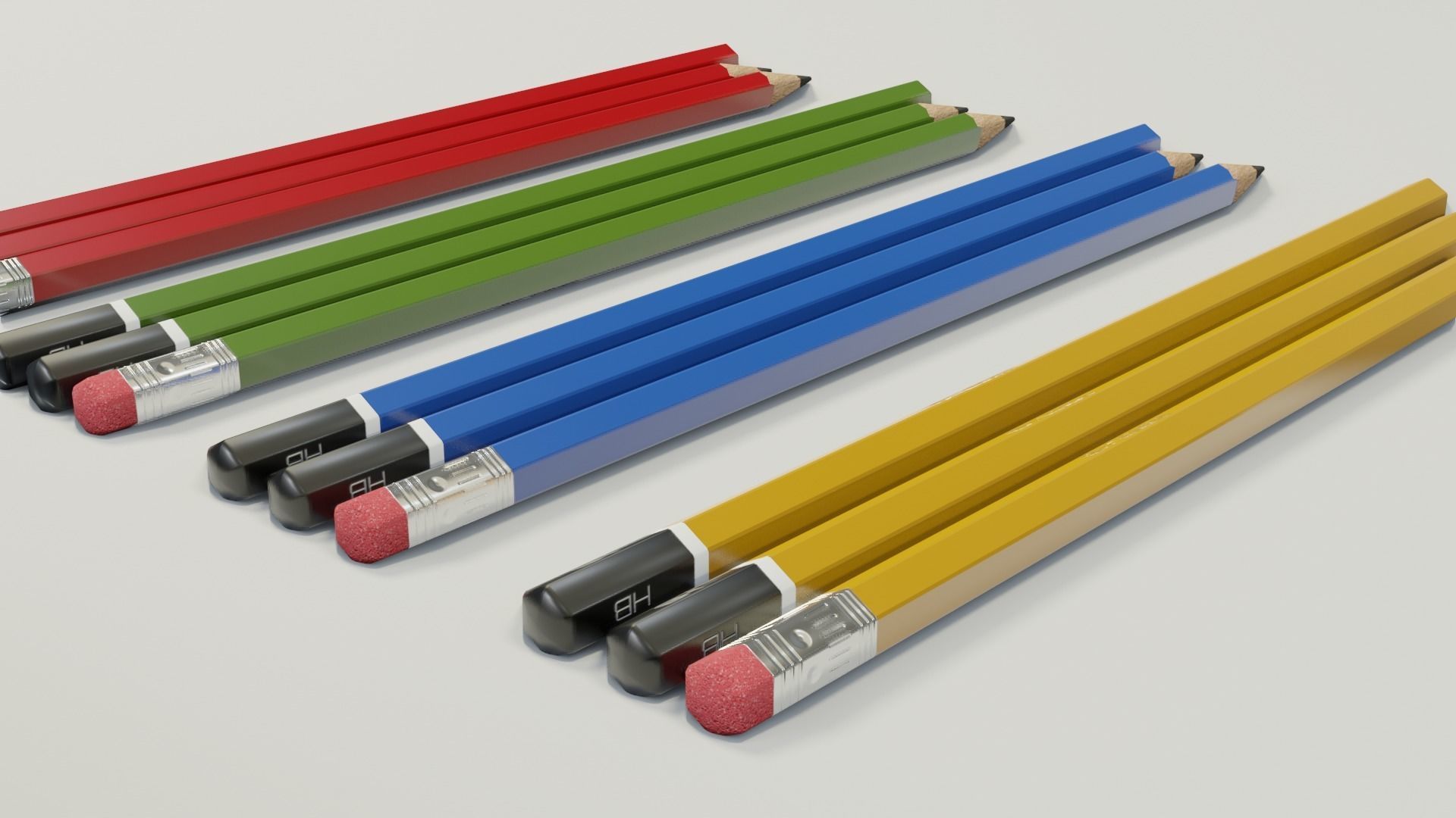 Graphite pencils pack Low-poly 3D model_7