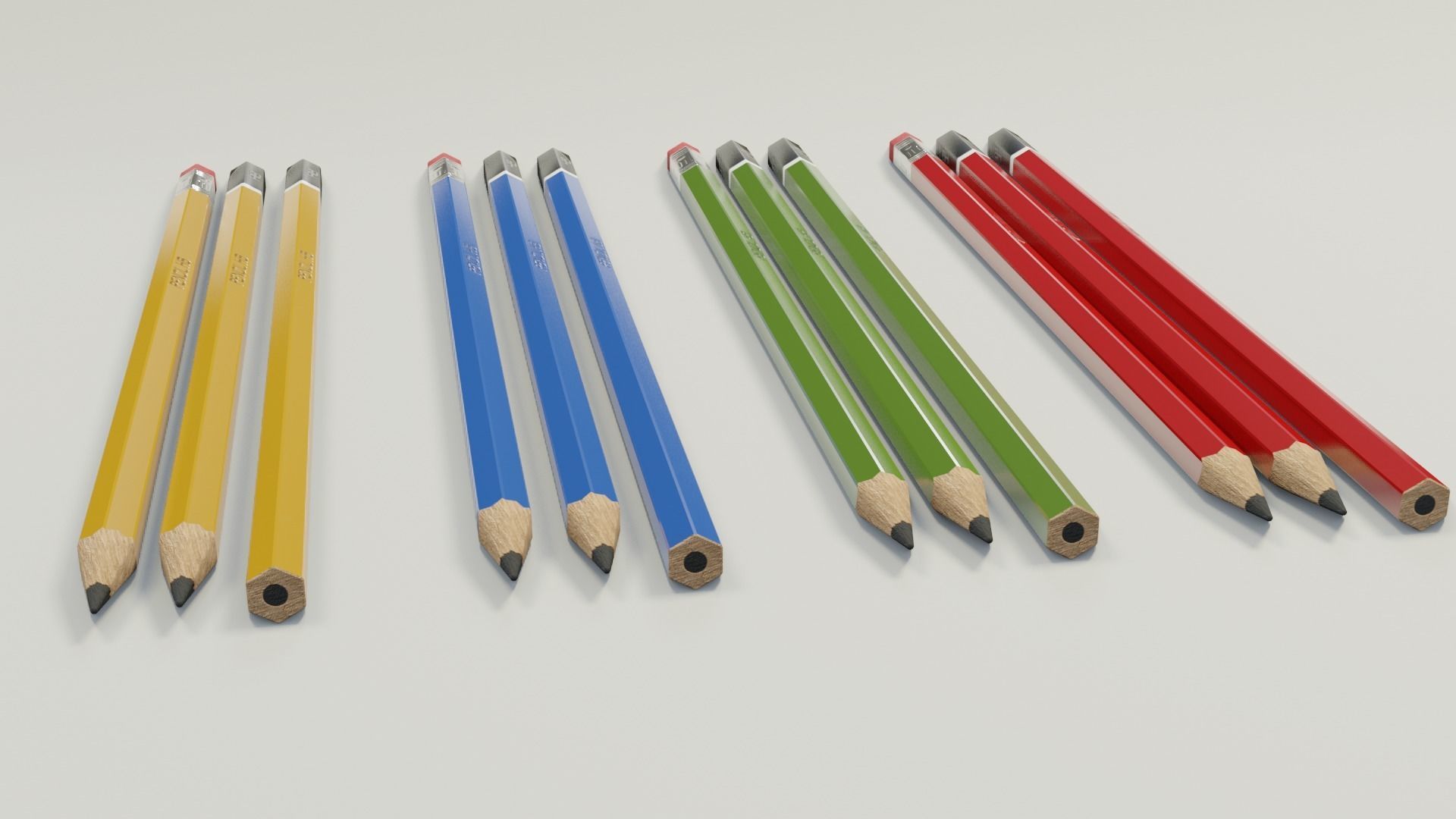 Graphite pencils pack Low-poly 3D model_5