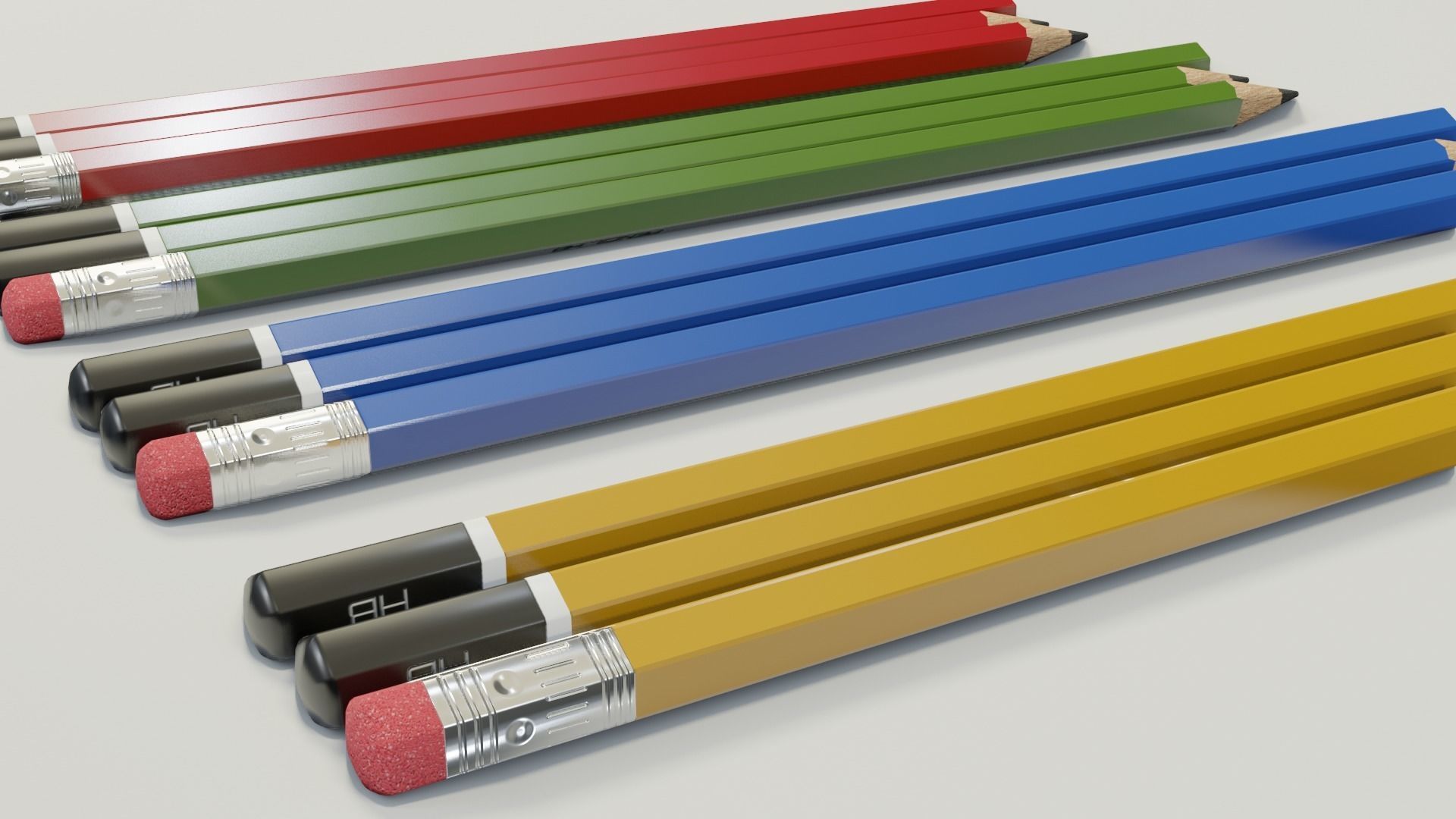 Graphite pencils pack Low-poly 3D model_11