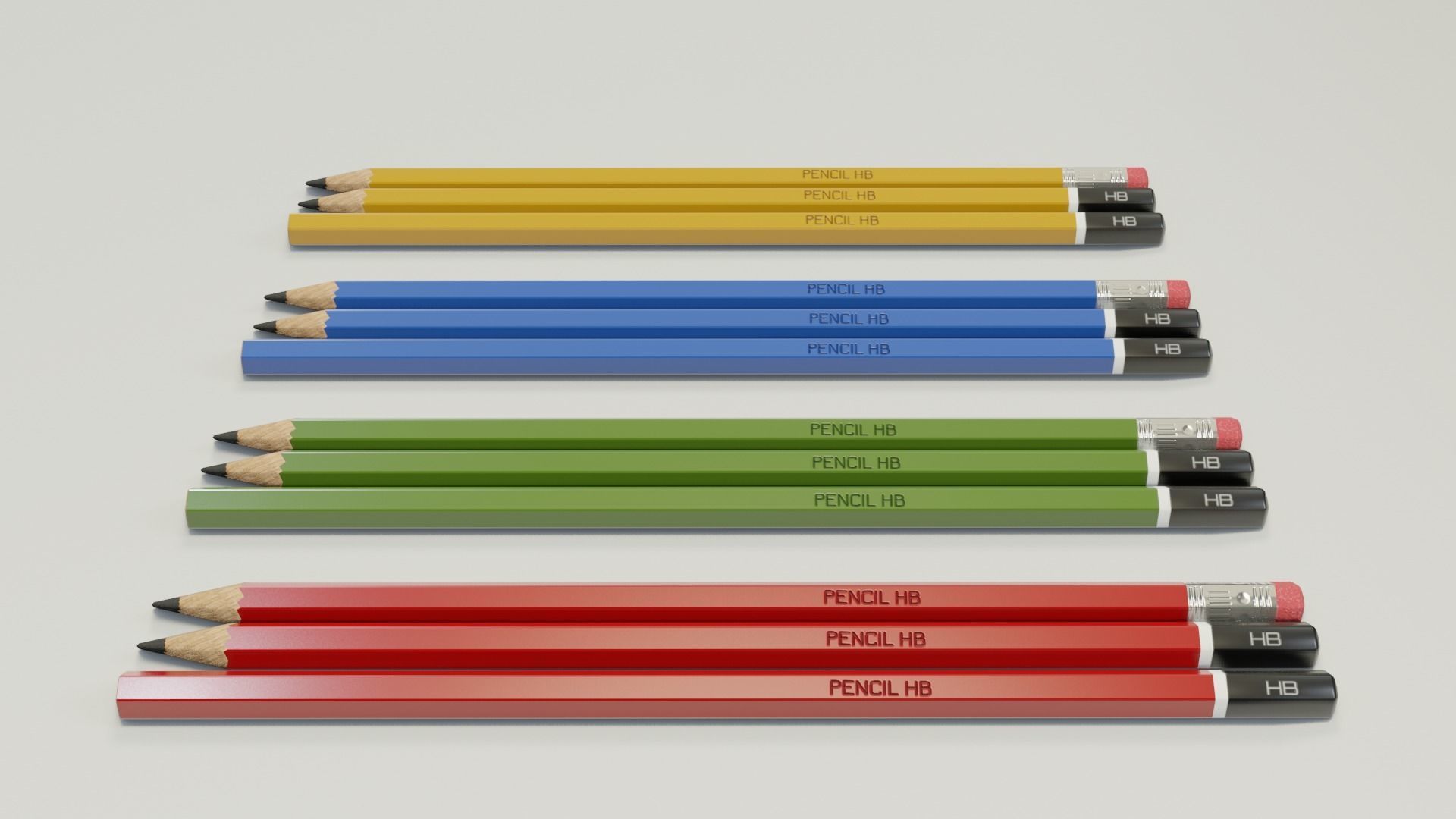 Graphite pencils pack Low-poly 3D model_19