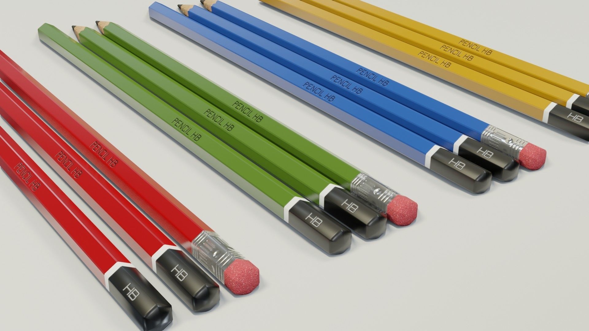 Graphite pencils pack Low-poly 3D model_3