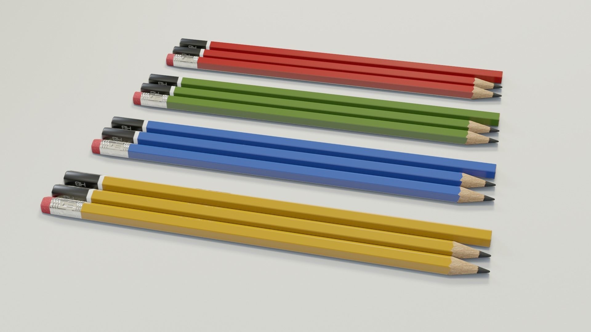 Graphite pencils pack Low-poly 3D model_18