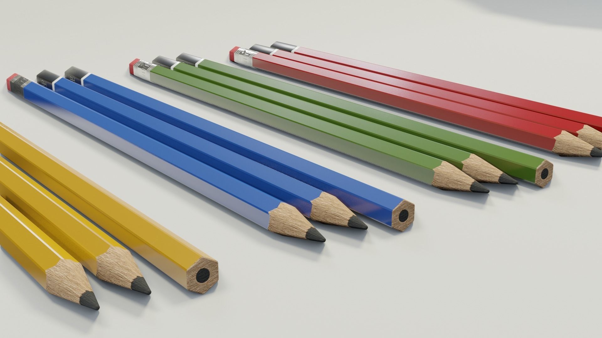 Graphite pencils pack Low-poly 3D model_17