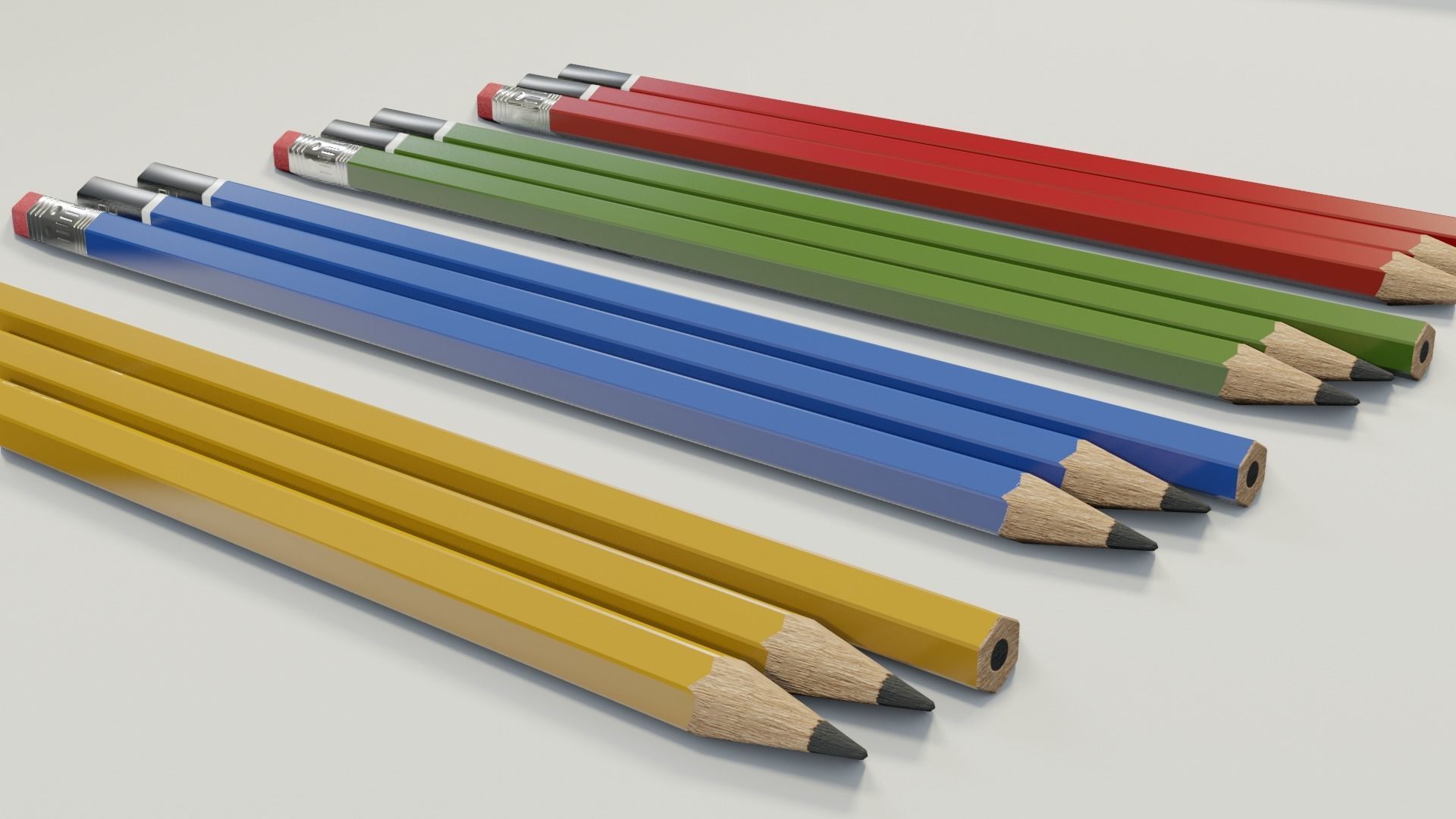 Graphite pencils pack Low-poly 3D model_8