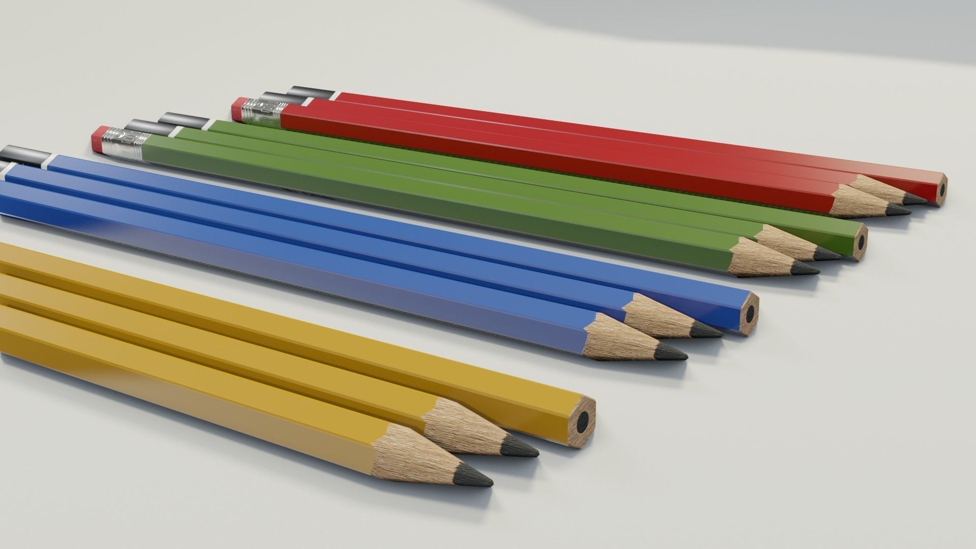 Graphite pencils pack Low-poly 3D model_2