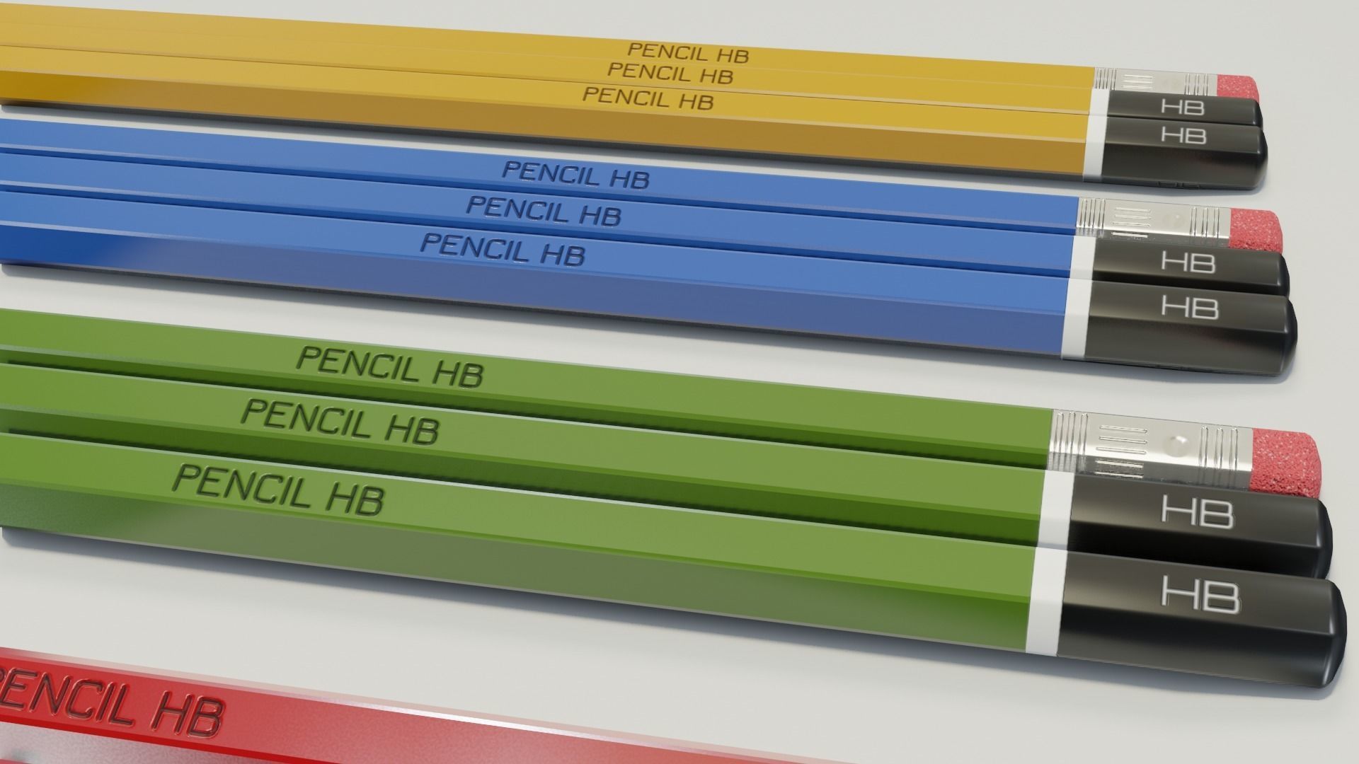 Graphite pencils pack Low-poly 3D model_13