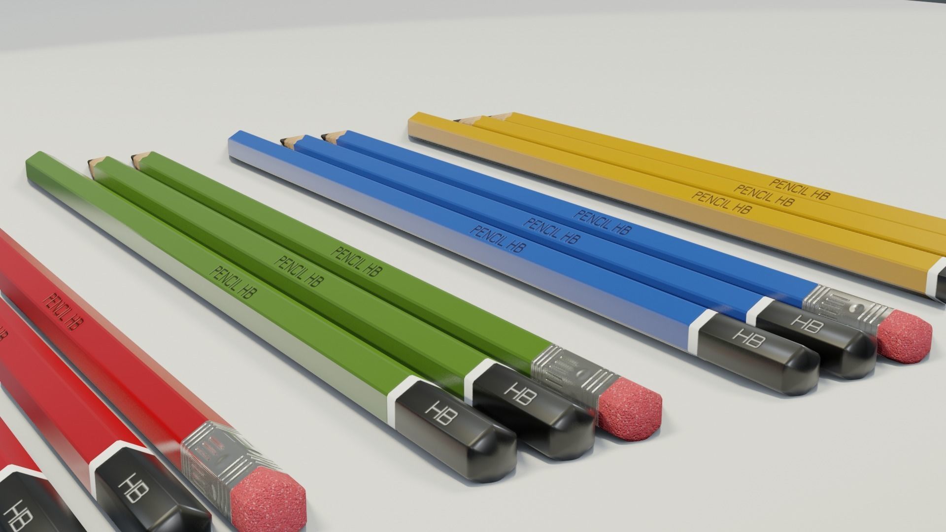 Graphite pencils pack Low-poly 3D model_10