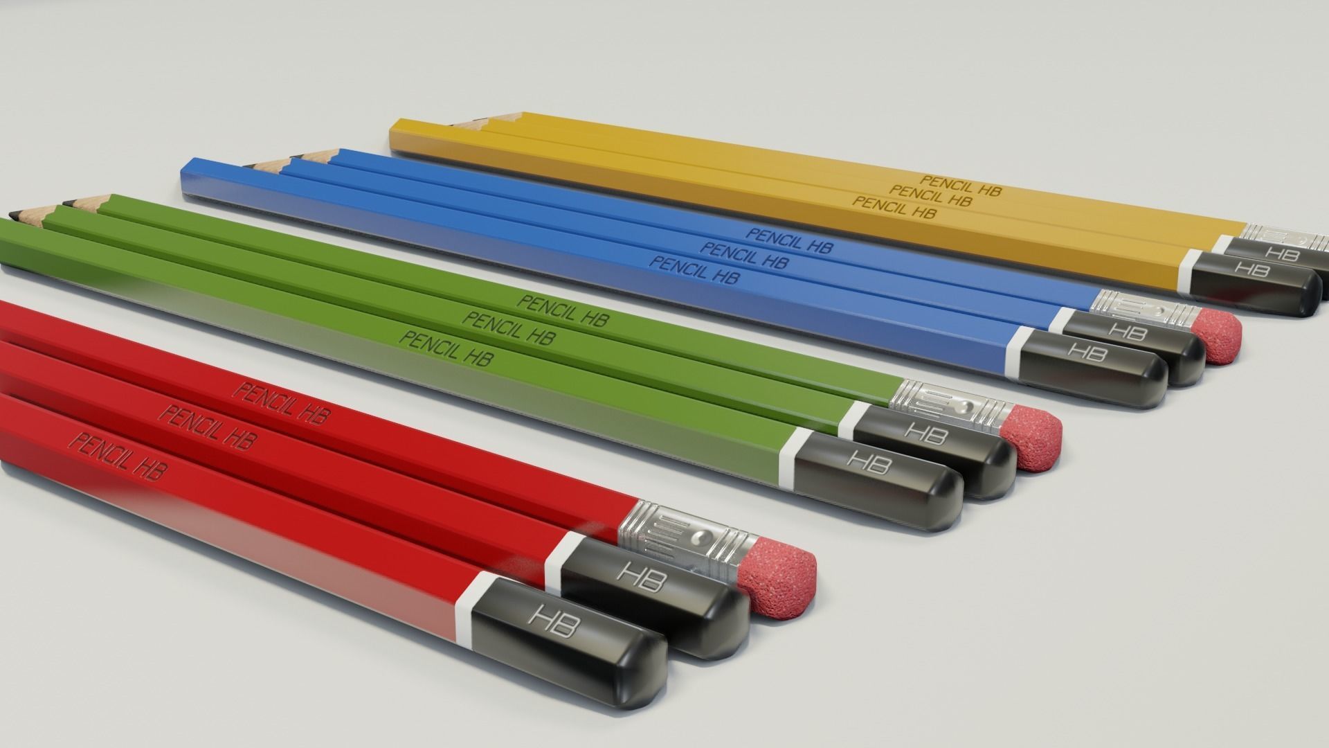 Graphite pencils pack Low-poly 3D model_6