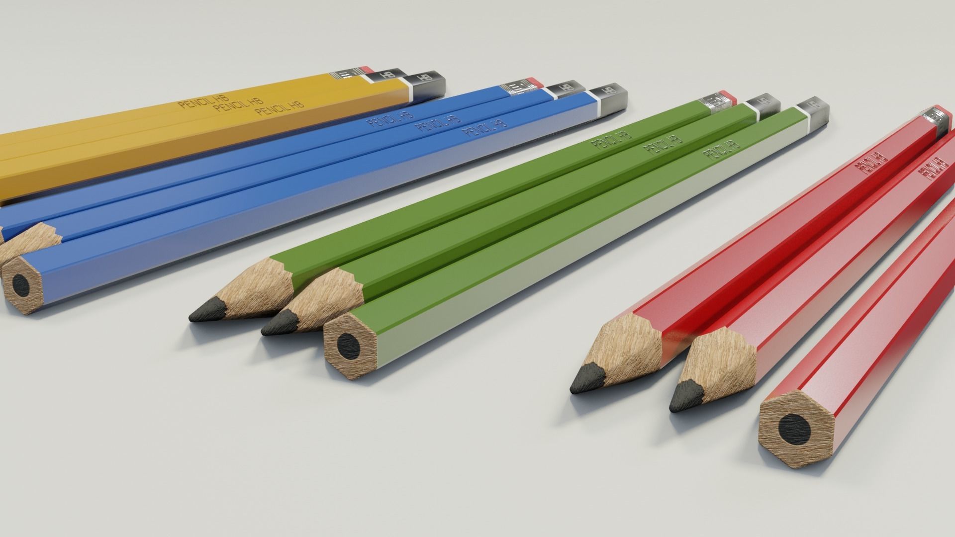 Graphite pencils pack Low-poly 3D model_9