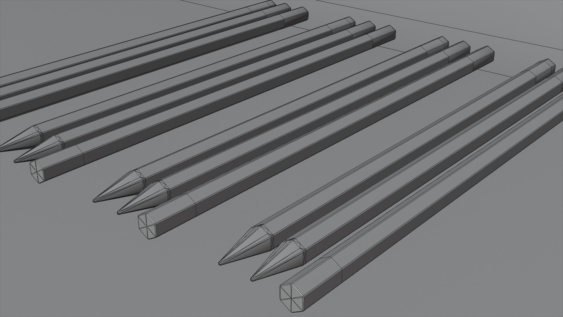 Graphite pencils pack Low-poly 3D model_4