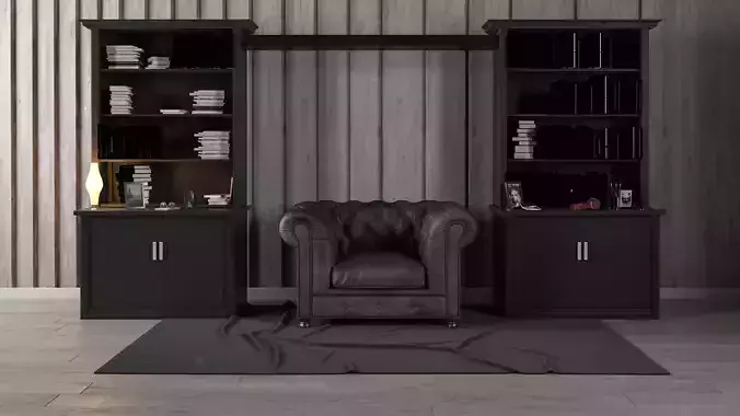 Armchair and Shelves - Home Furniture 01