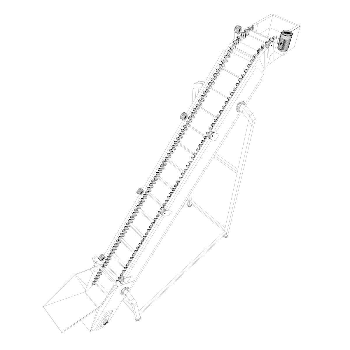 Plastic Belt Goose neck Elevator Low-poly 3D model_3