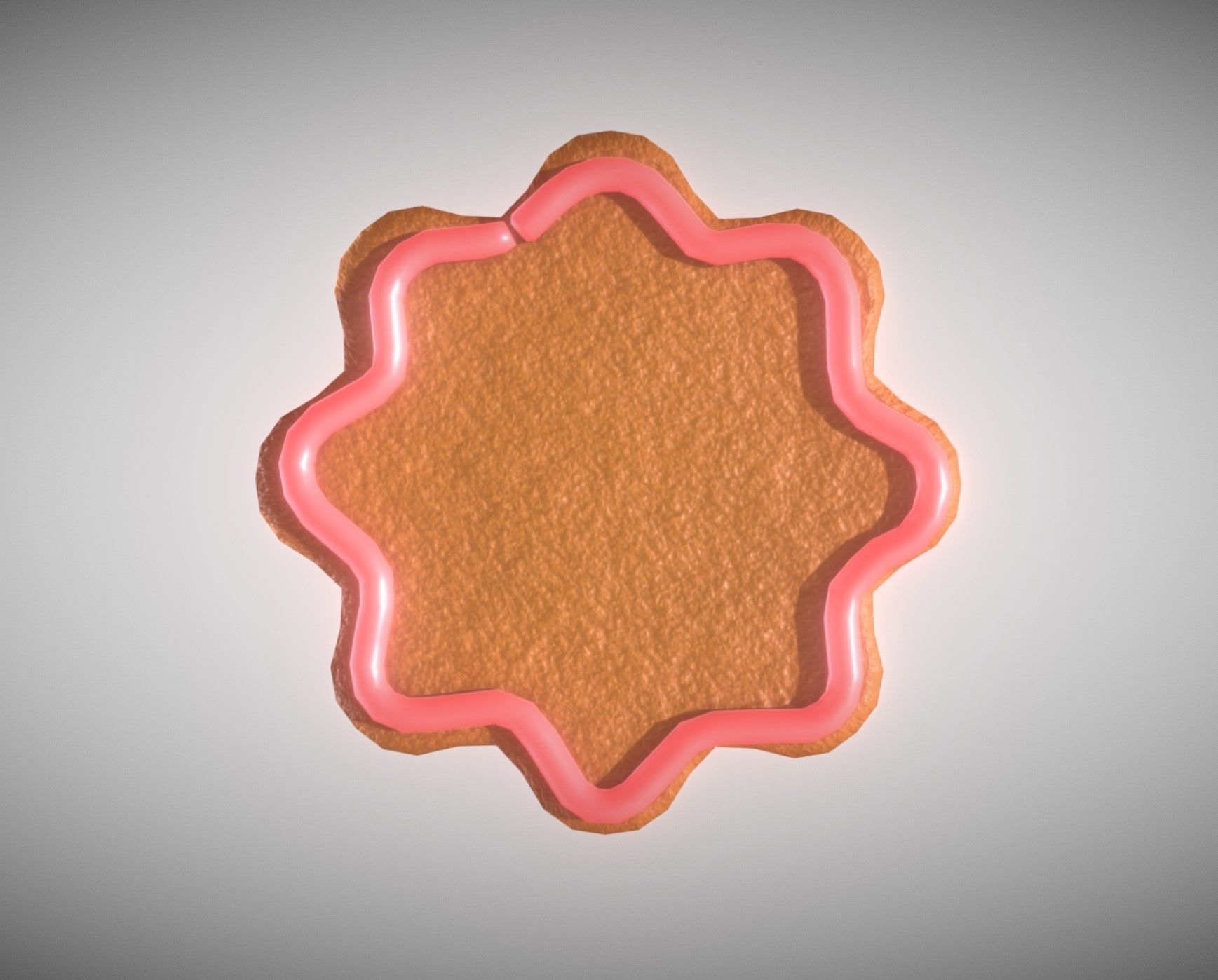 Gingerbread low-medium poly with pink decoration Low-poly 3D model_1