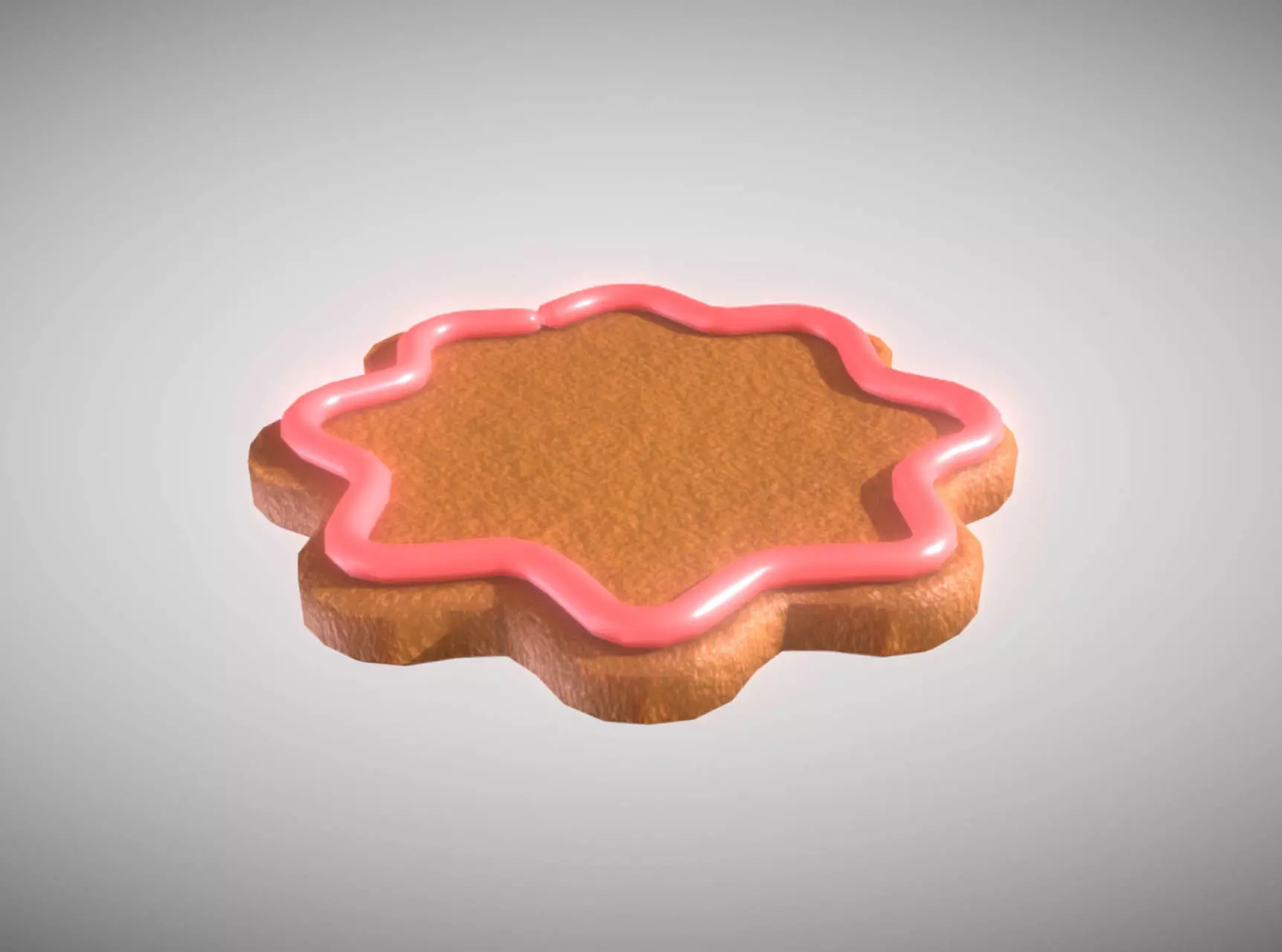 Gingerbread low-medium poly with pink decoration Low-poly 3D model_0