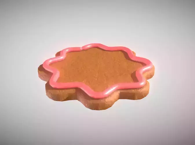 Gingerbread low-medium poly with pink decoration Low-poly 3D model