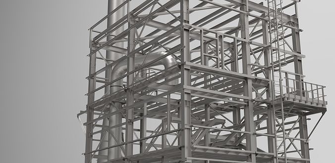 Boiler house Low-poly 3D model