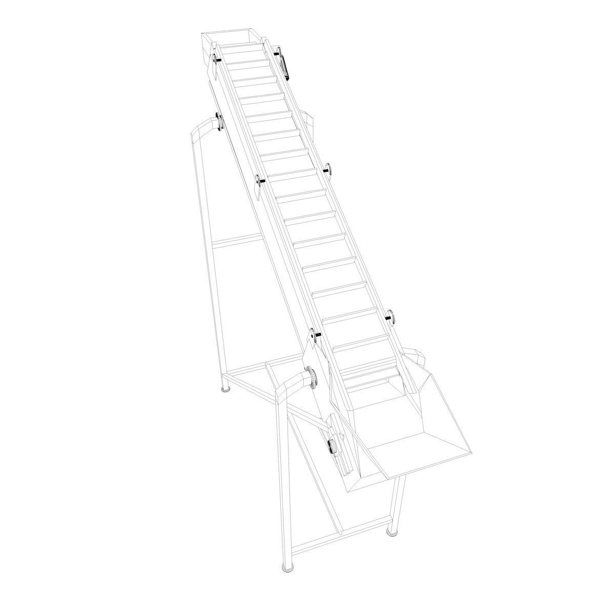 Plastic Modular Belt Elevator Low-poly 3D model_6