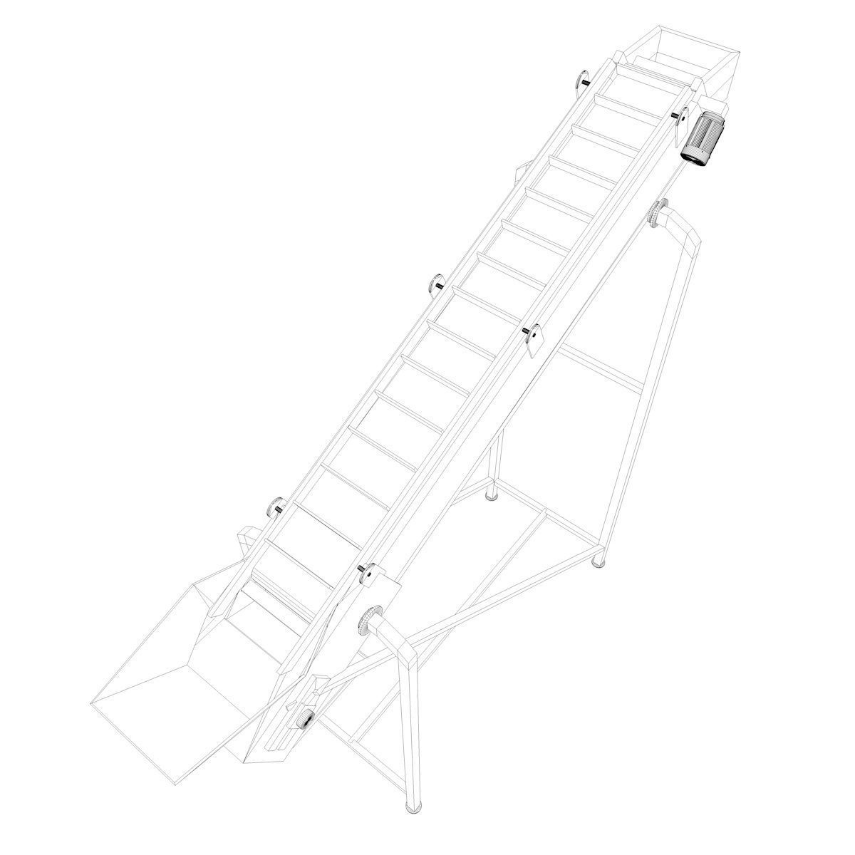 Plastic Modular Belt Elevator Low-poly 3D model_9