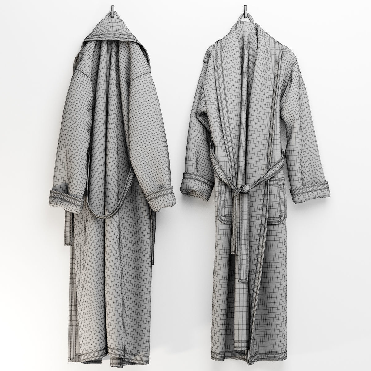 BATHROBES two bath robes hanging on hanger 3D model_1