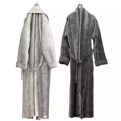 BATHROBES two bath robes hanging on hanger 3D model