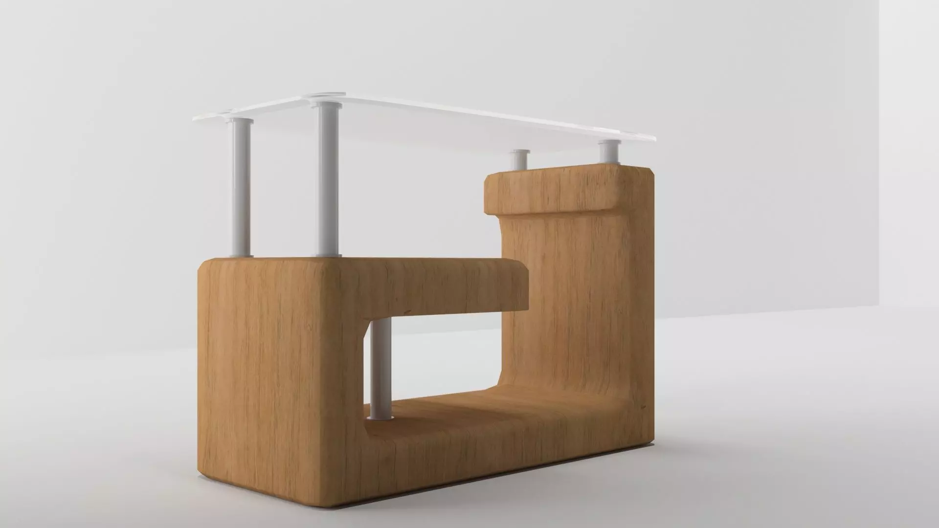 table wooden with glass top 3D print model