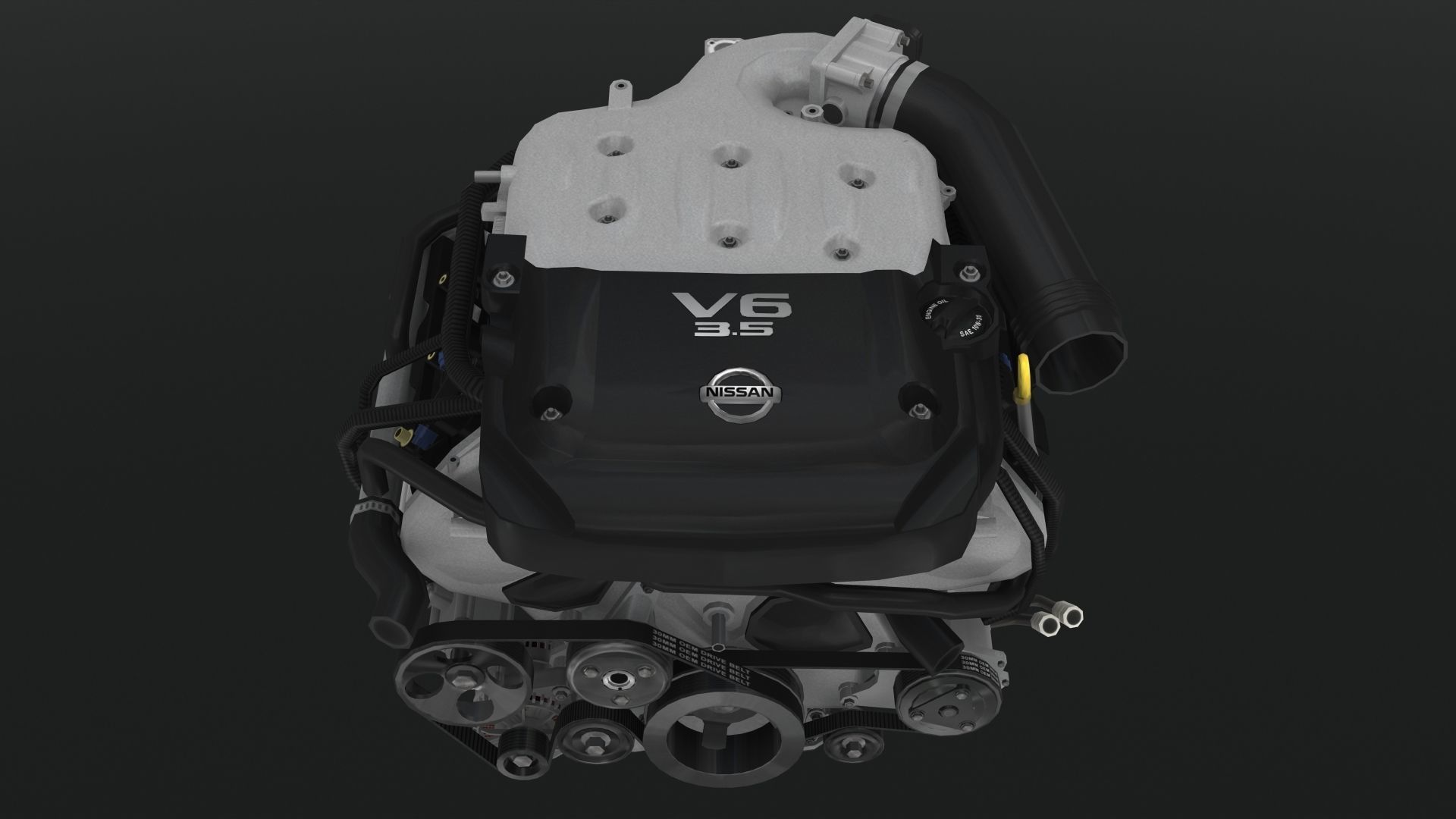 Nissan 350z VQ35DE engine Low-poly 3D model_4