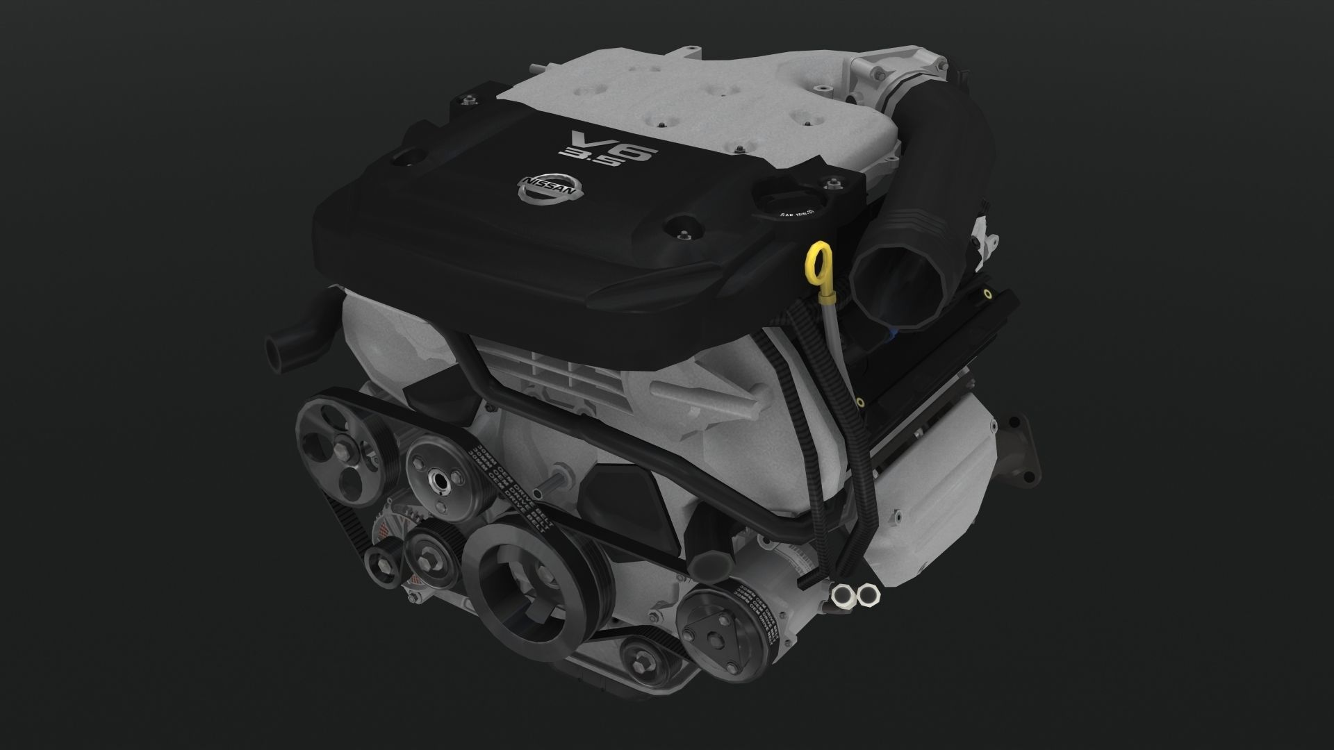 Nissan 350z VQ35DE engine Low-poly 3D model_1