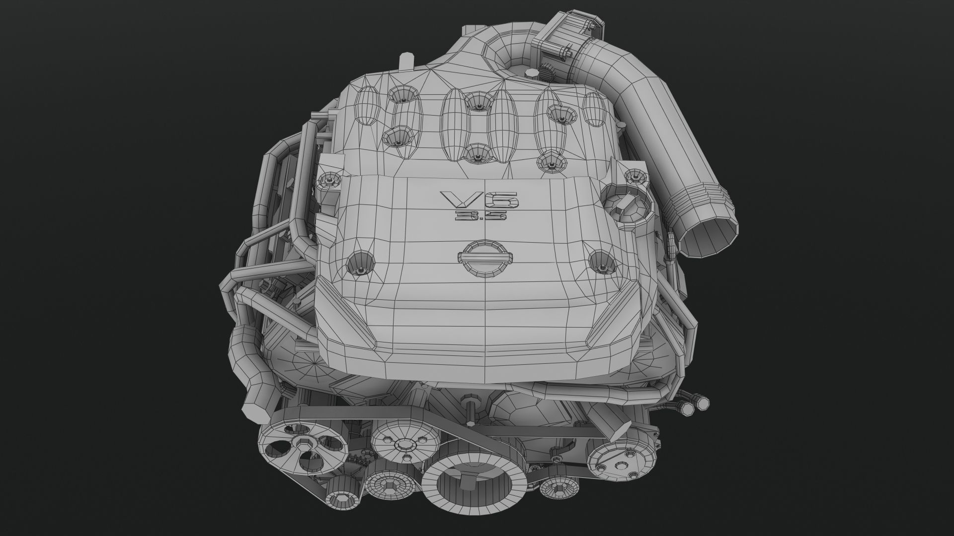 Nissan 350z VQ35DE engine Low-poly 3D model_6
