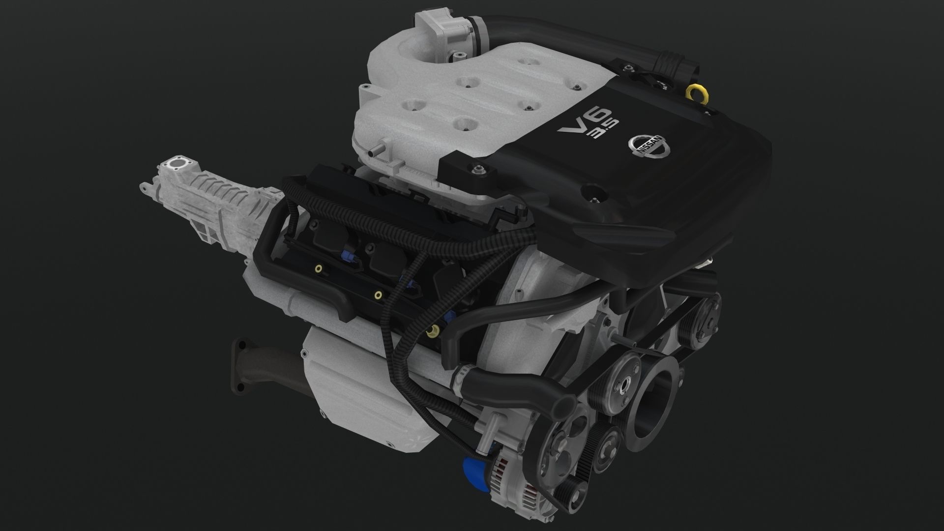 Nissan 350z VQ35DE engine Low-poly 3D model_7