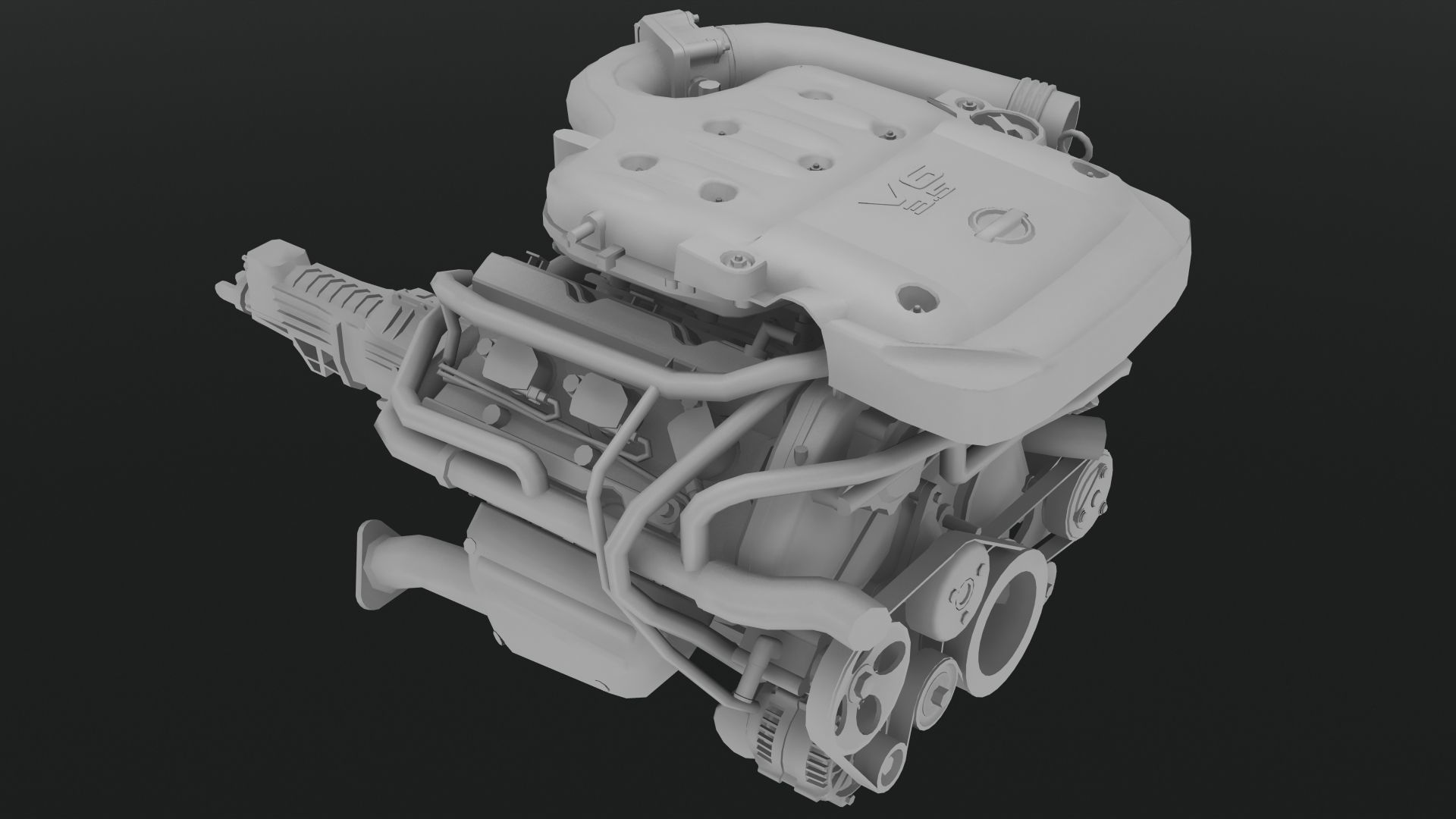 Nissan 350z VQ35DE engine Low-poly 3D model_8