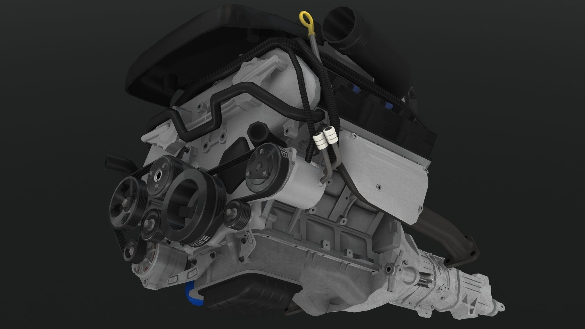 Nissan 350z VQ35DE engine Low-poly 3D model_10