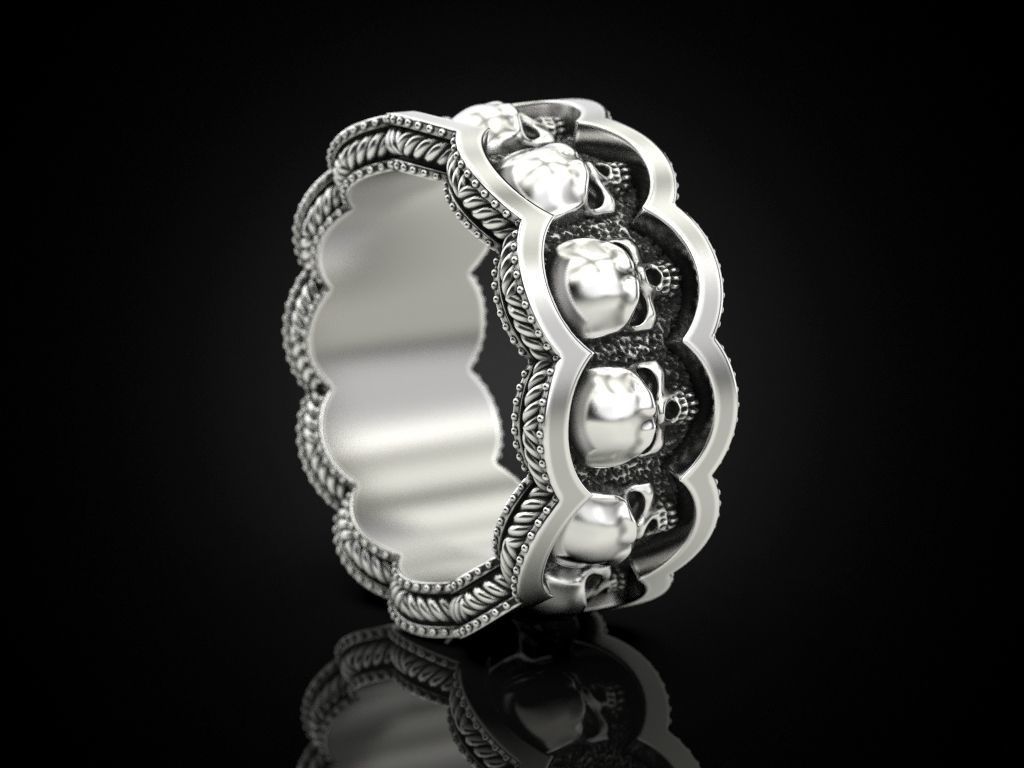 Skulls Coin Ring 3D print model_6