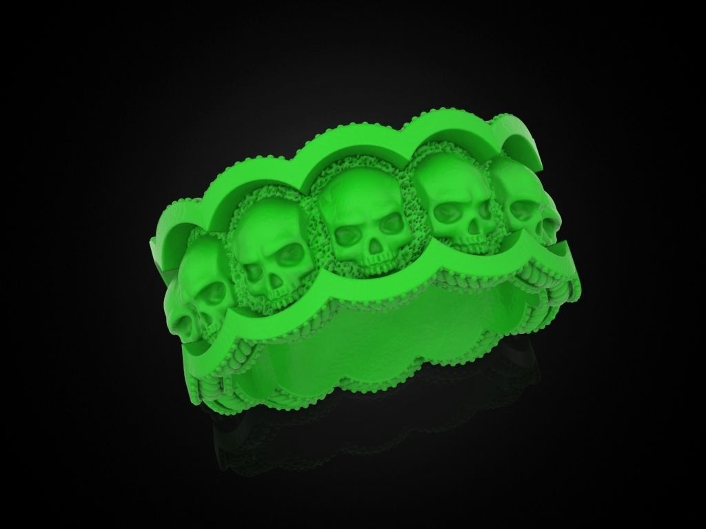 Skulls Coin Ring 3D print model_10
