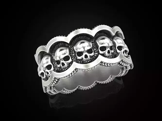 Skulls Coin Ring
