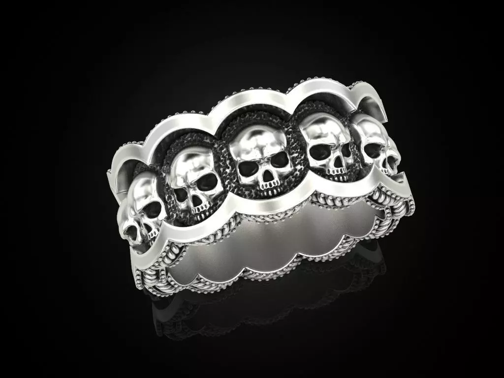 Skulls Coin Ring 3D print model_0