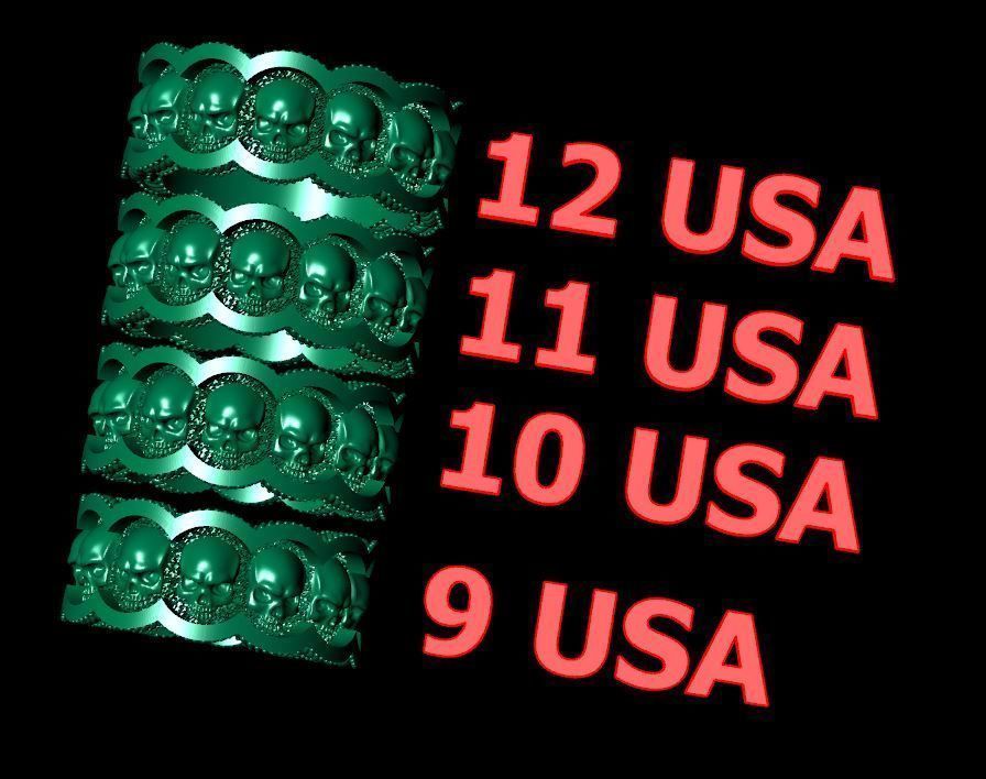 Skulls Coin Ring 3D print model_12
