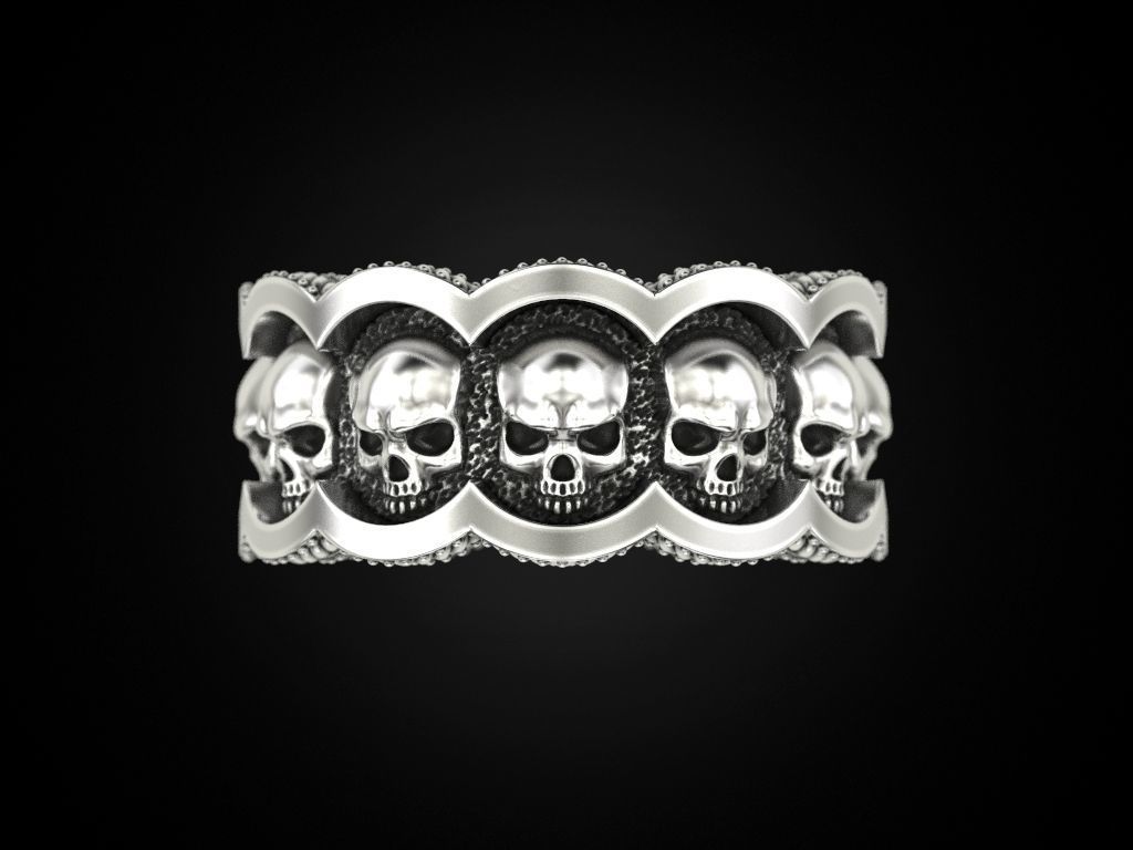 Skulls Coin Ring 3D print model_2