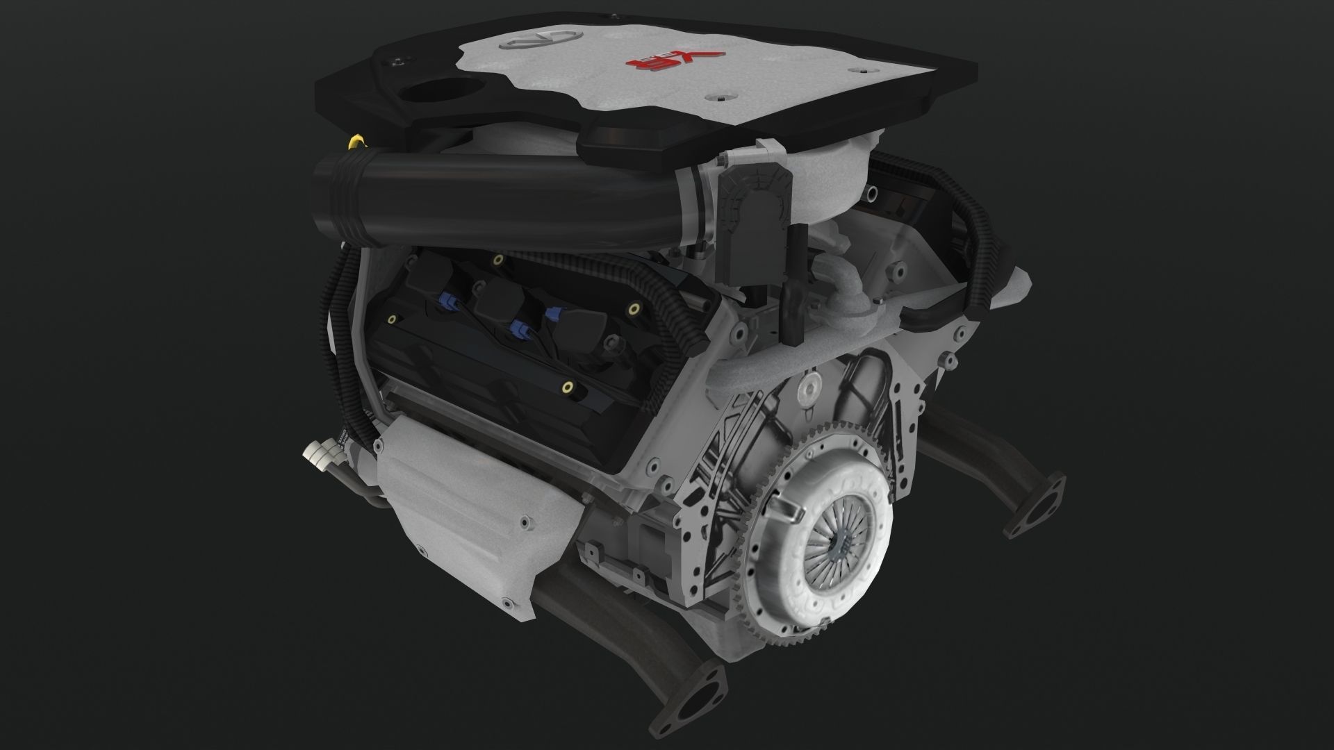 Infiniti G35 VQ35DE engine Low-poly 3D model_12